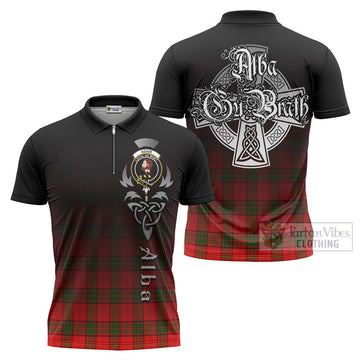 Adair Tartan Zipper Polo Shirt Featuring Alba Gu Brath Family Crest Celtic Inspired