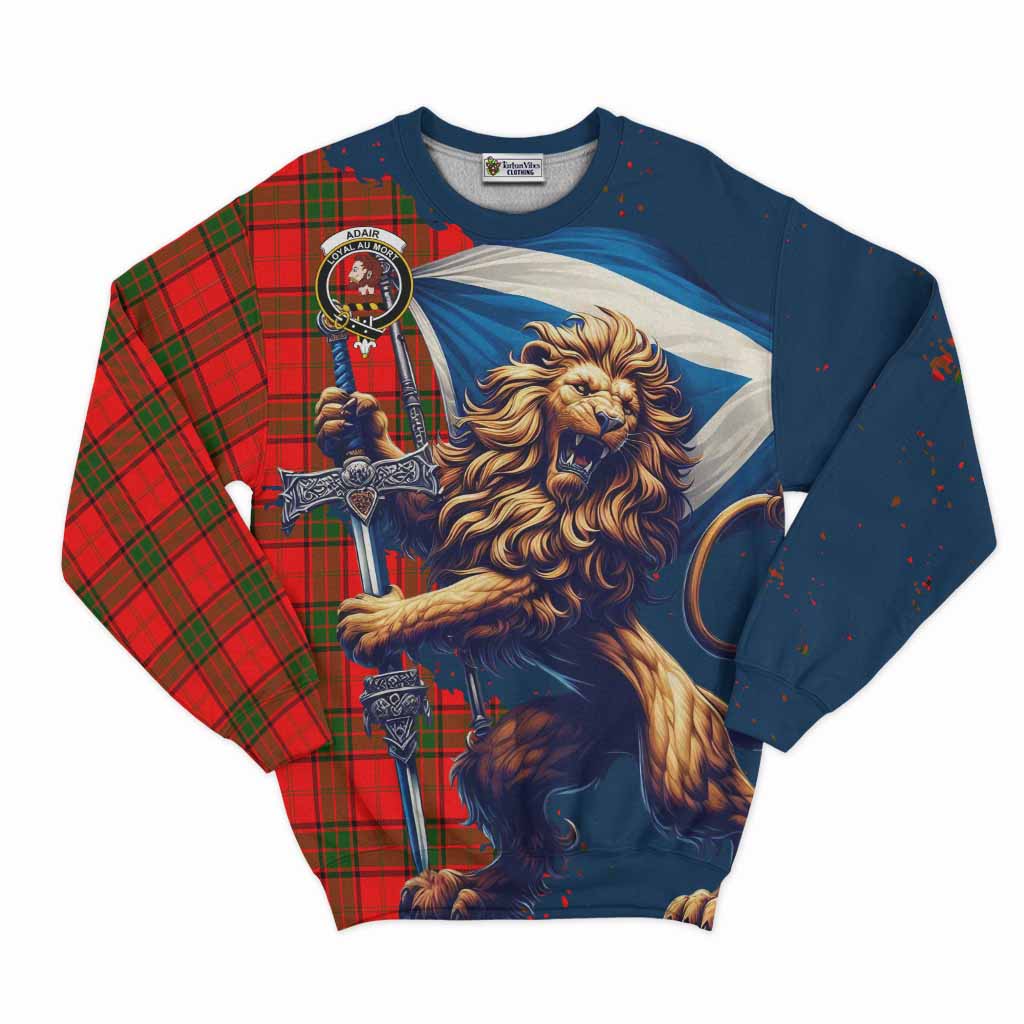 Tartan Vibes Clothing Adair Tartan Family Crest Sweatshirt with Scottish Majestic Lion