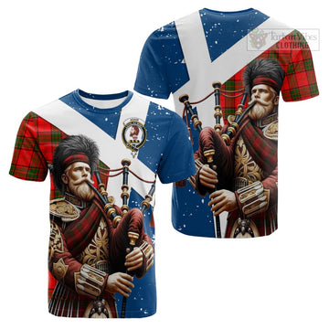 Adair Tartan Cotton T-shirt with Family Crest Scottish Bagpiper Vibes