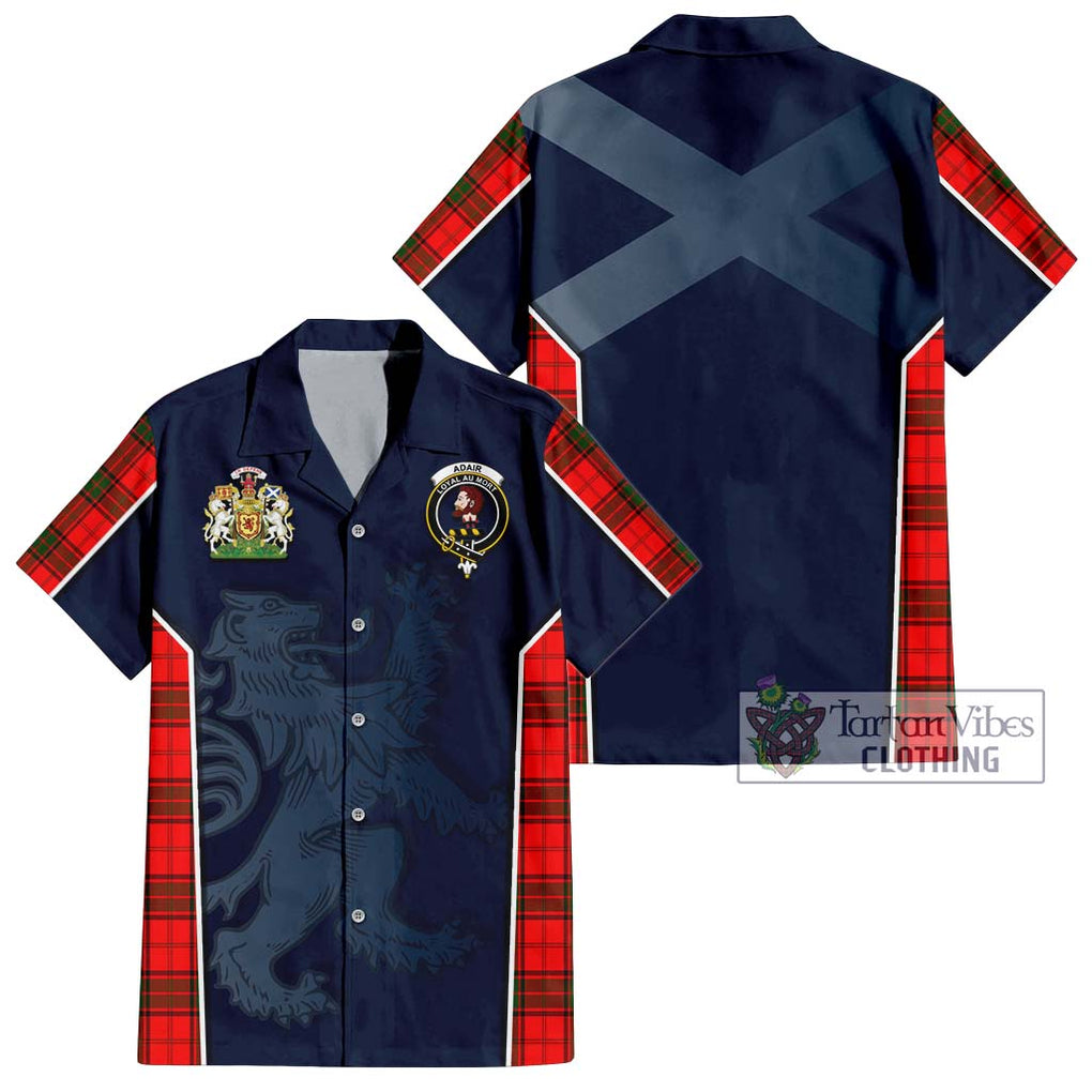 Adair Tartan Short Sleeve Button Shirt with Family Crest and Lion Rampant Vibes Sport Style Kid - Tartan Vibes Clothing