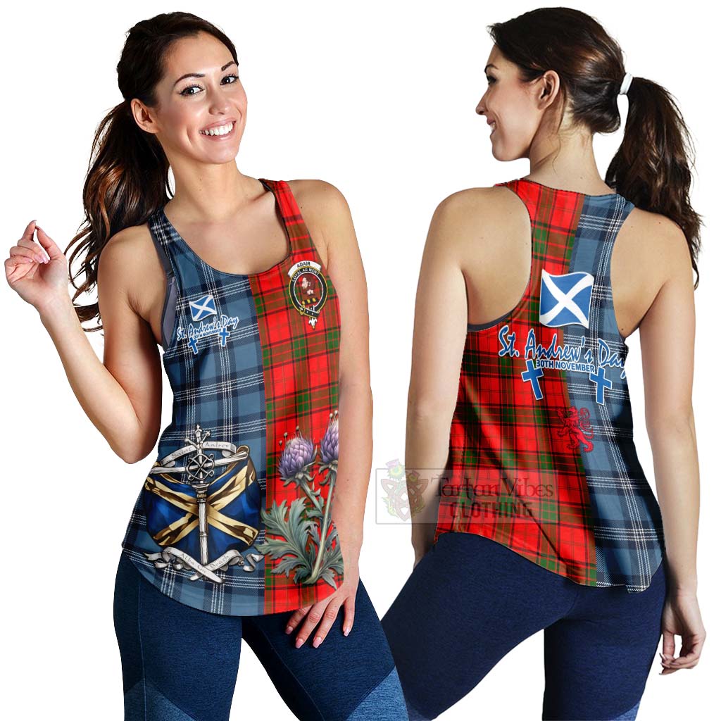 Tartan Vibes Clothing Adair Tartan Women's Racerback Tanks Happy St. Andrew's Day Half Tartan Style