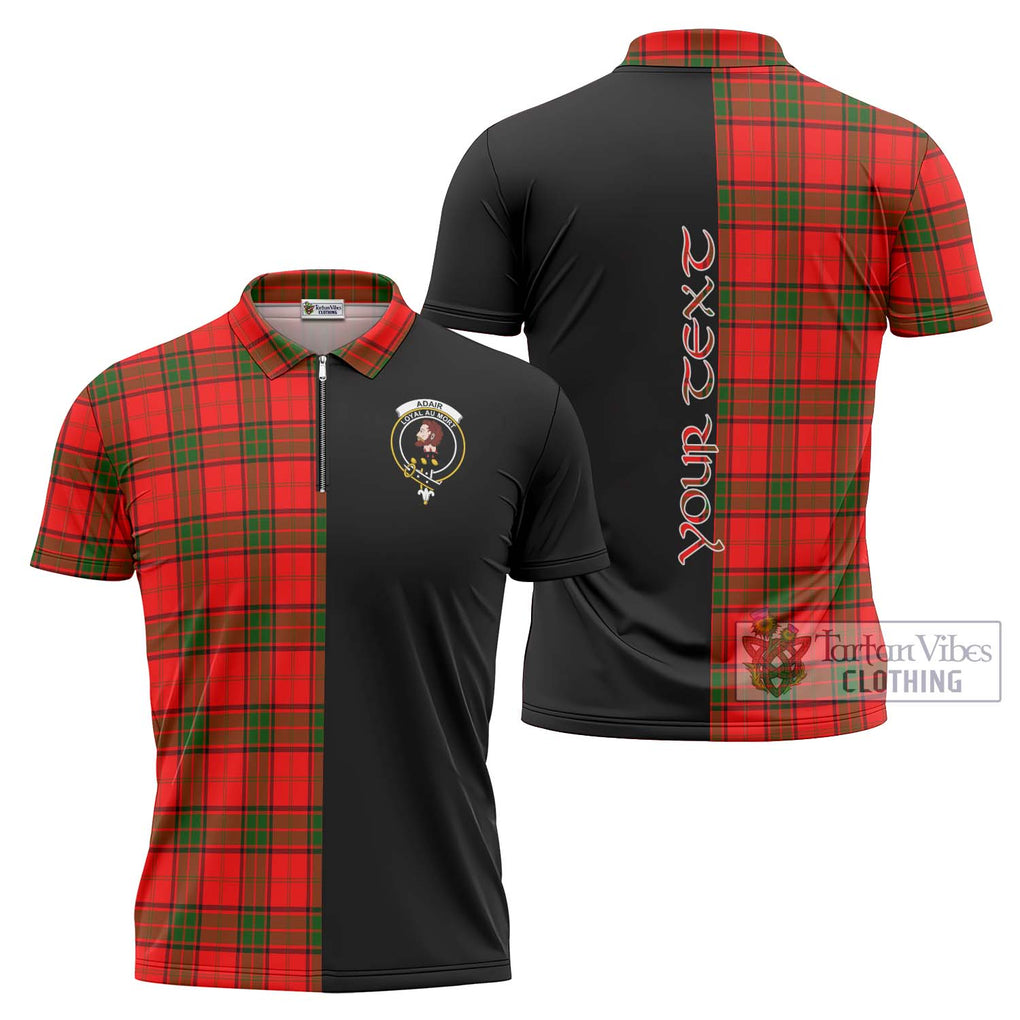 Adair Tartan Zipper Polo Shirt with Family Crest and Half Of Me Style Unisex - Tartanvibesclothing Shop