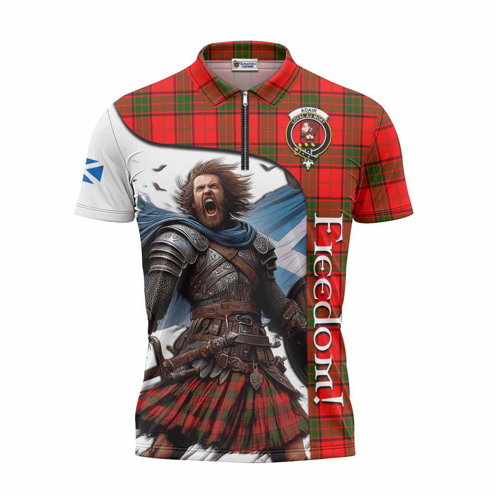 Tartan Vibes Clothing Adair Crest Tartan Zipper Polo Shirt Inspired by the Freedom of Scottish Warrior