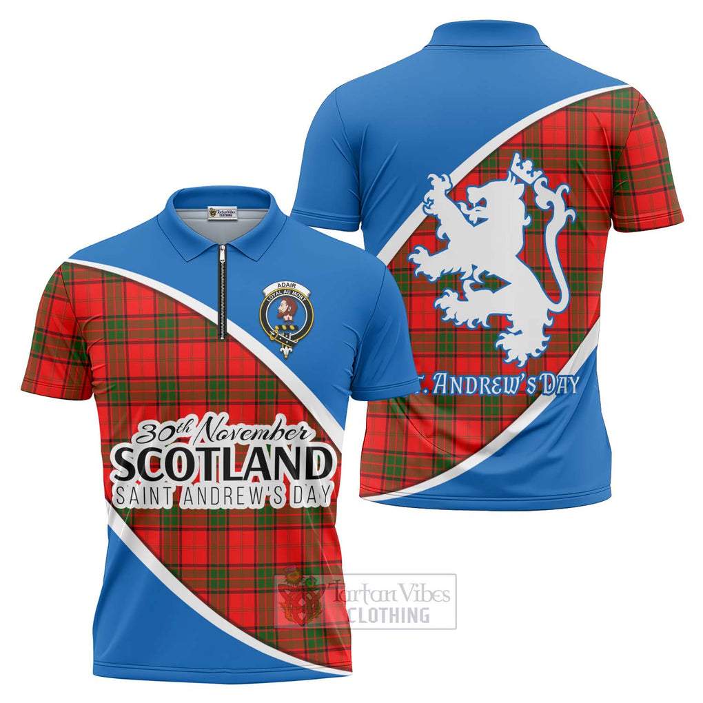 Tartan Vibes Clothing Adair Family Crest Tartan Zipper Polo Shirt Celebrate Saint Andrew's Day in Style