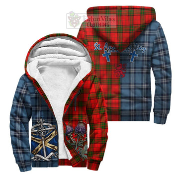 Adair Tartan Sherpa Hoodie Happy St. Andrew's Day Half Tartan Style