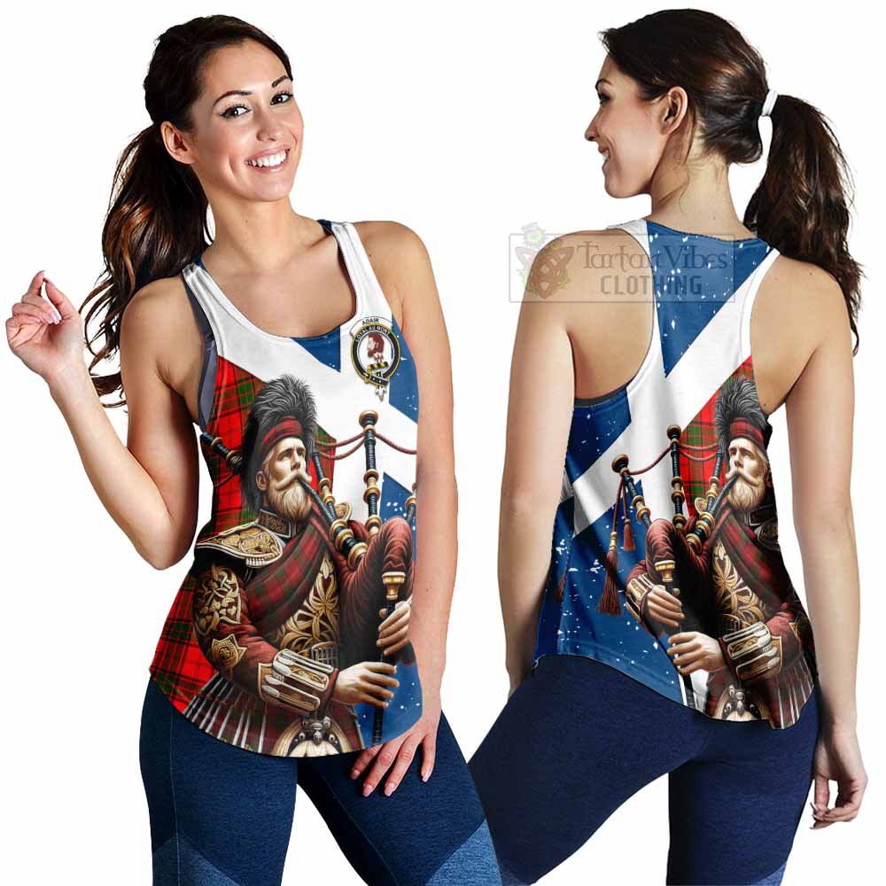 Tartan Vibes Clothing Adair Tartan Women's Racerback Tanks with Family Crest Scottish Bagpiper Vibes