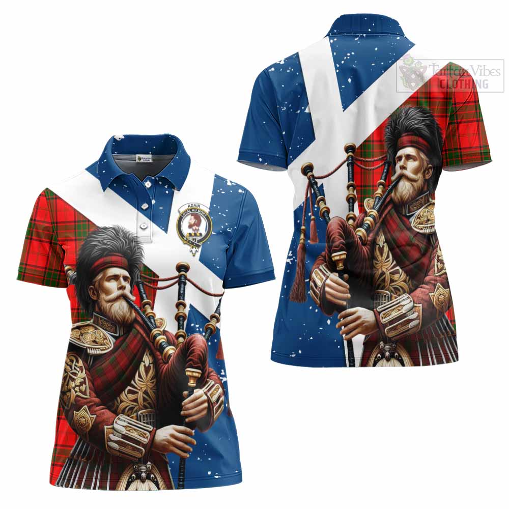 Tartan Vibes Clothing Adair Tartan Women's Polo Shirt with Family Crest Scottish Bagpiper Vibes