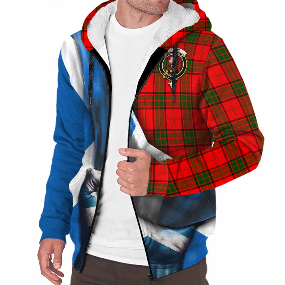 Tartan Vibes Clothing Adair Tartan Sherpa Hoodie with Family Crest Scotland Patriotic Style