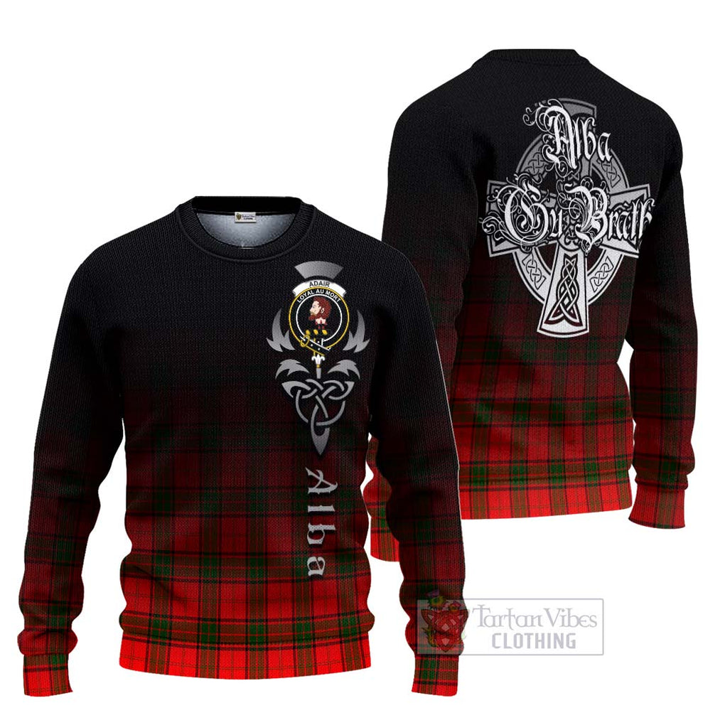 Tartan Vibes Clothing Adair Tartan Knitted Sweater Featuring Alba Gu Brath Family Crest Celtic Inspired