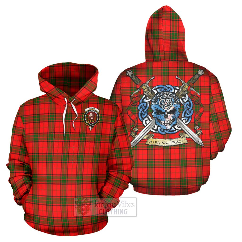 Tartan Vibes Clothing Adair Tartan Hoodie with Family Crest Celtic Skull Style