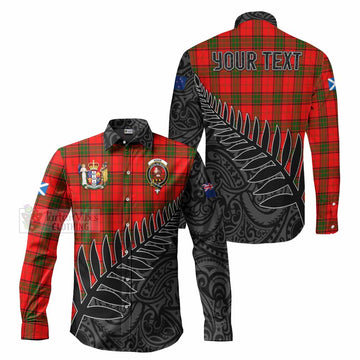 Adair Crest Tartan Long Sleeve Button Shirt with New Zealand Silver Fern Half Style