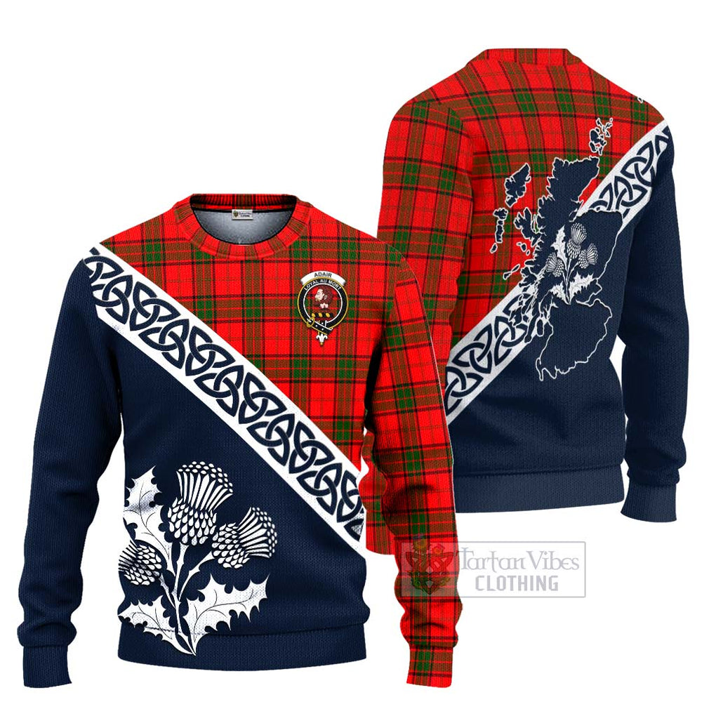 Tartan Vibes Clothing Adair Tartan Knitted Sweater Featuring Thistle and Scotland Map