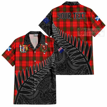 Adair Crest Tartan Short Sleeve Button Shirt with New Zealand Silver Fern Half Style