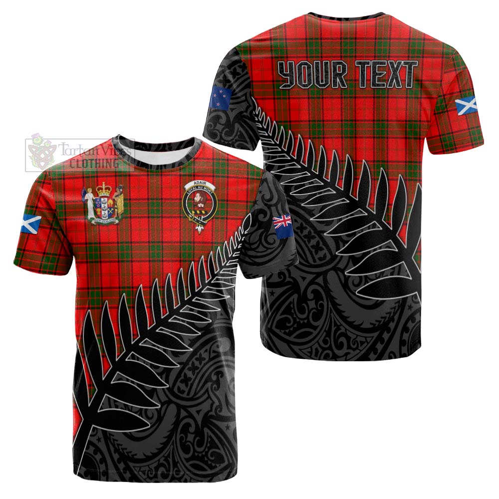 Tartan Vibes Clothing Adair Crest Tartan Cotton T-shirt with New Zealand Silver Fern Half Style