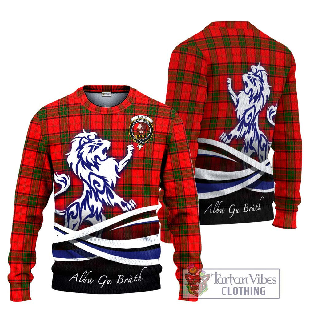 Adair Tartan Knitted Sweater with Alba Gu Brath Regal Lion Emblem Unisex - Tartanvibesclothing Shop