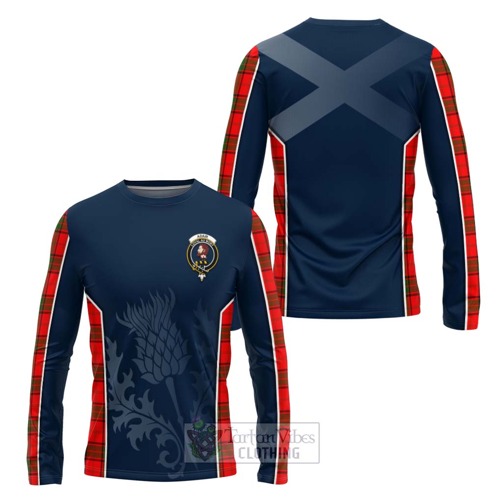 Tartan Vibes Clothing Adair Tartan Long Sleeve T-Shirt with Family Crest and Scottish Thistle Vibes Sport Style