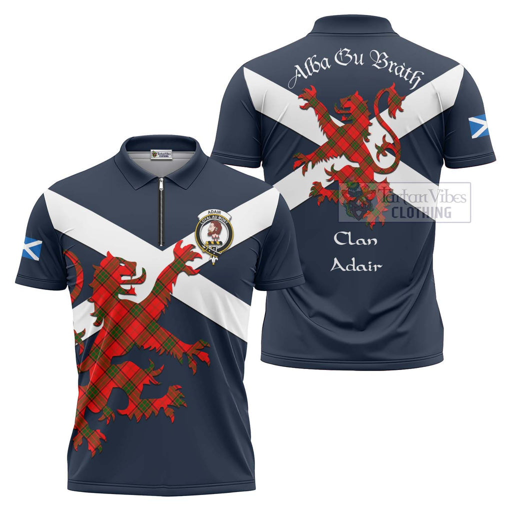 Tartan Vibes Clothing Adair Tartan Lion Rampant Zipper Polo Shirt – Proudly Display Your Heritage with Alba Gu Brath and Clan Name