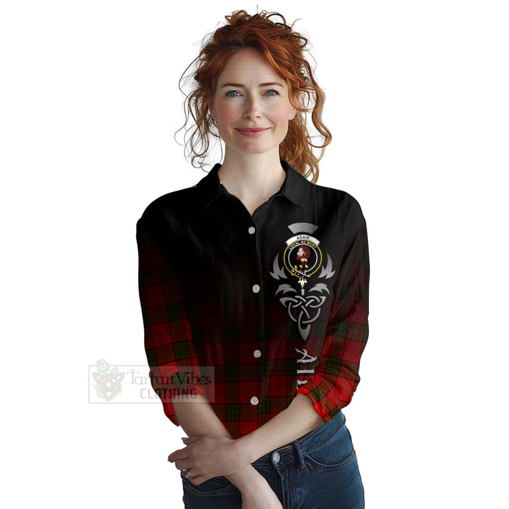 Tartan Vibes Clothing Adair Tartan Women's Casual Shirt Featuring Alba Gu Brath Family Crest Celtic Inspired