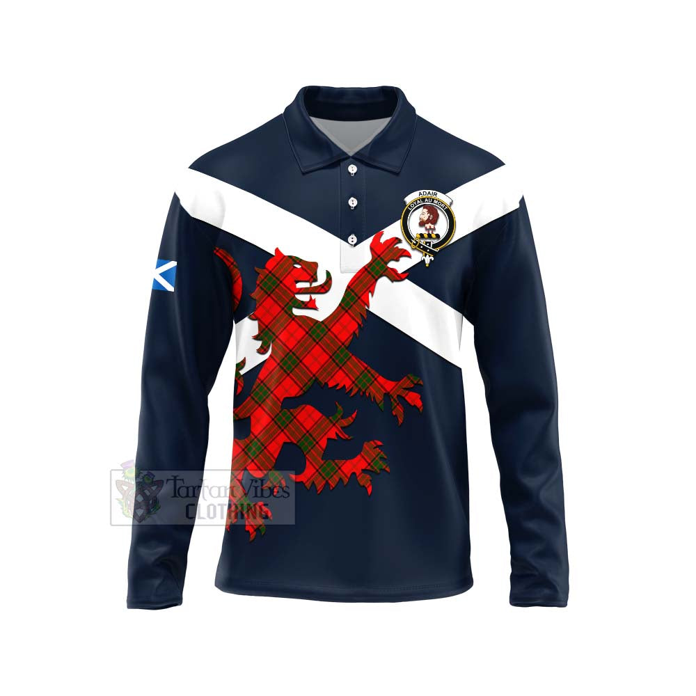 Tartan Vibes Clothing Adair Tartan Lion Rampant Long Sleeve Polo Shirt – Proudly Display Your Heritage with Alba Gu Brath and Clan Name