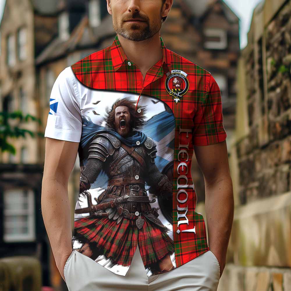 Tartan Vibes Clothing Adair Crest Tartan Short Sleeve Button Shirt Inspired by the Freedom of Scottish Warrior