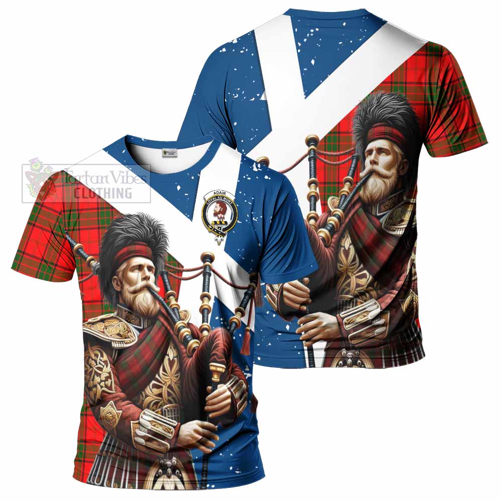 Tartan Vibes Clothing Adair Tartan T-Shirt with Family Crest Scottish Bagpiper Vibes