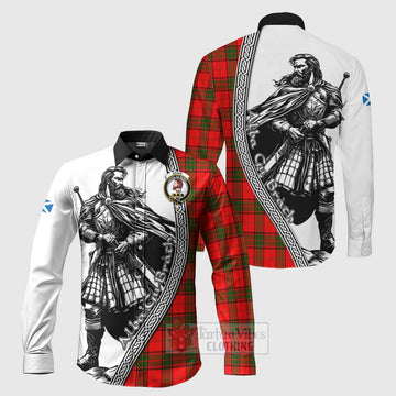 Adair Tartan Clan Crest Long Sleeve Button Shirt with Highlander Warrior Celtic Style