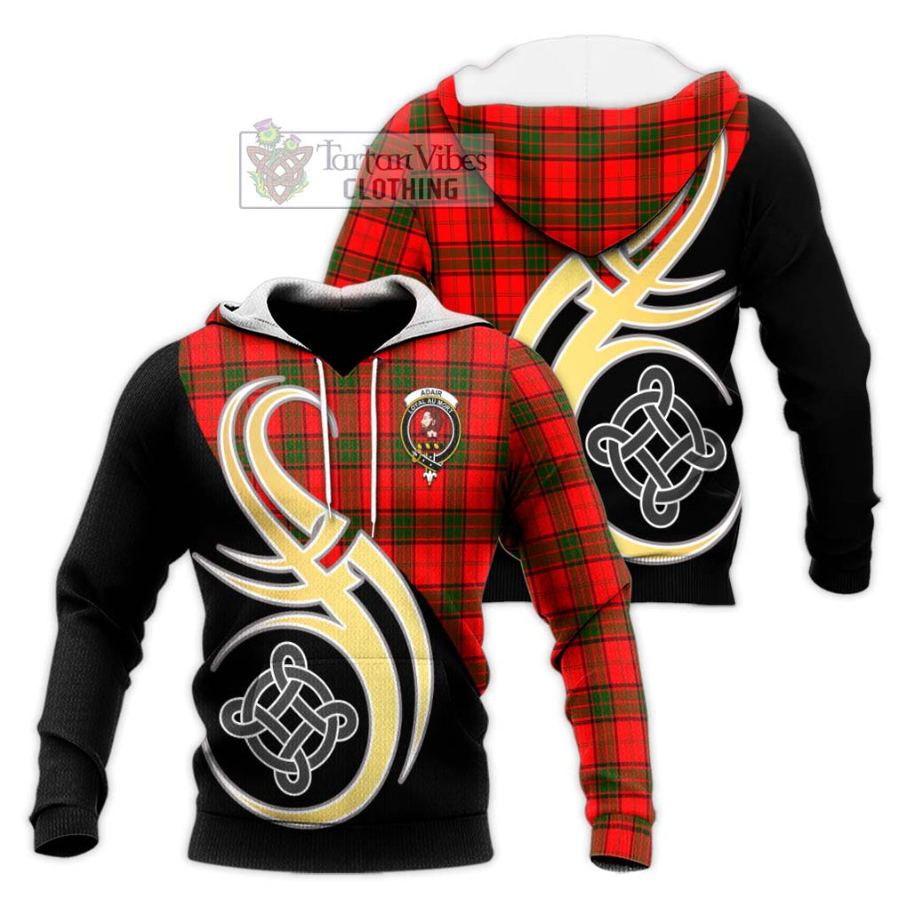 Adair Tartan Knitted Hoodie with Family Crest and Celtic Symbol Style Unisex Knitted Pullover Hoodie - Tartan Vibes Clothing