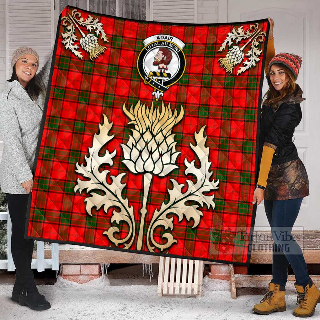 Tartan Vibes Clothing Adair Tartan Quilt with Family Crest and Golden Thistle Style