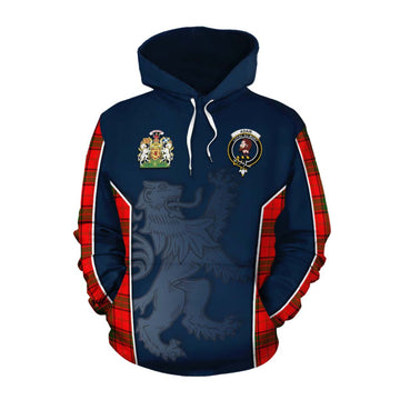 Adair Tartan Cotton Hoodie with Family Crest and Lion Rampant Vibes Sport Style