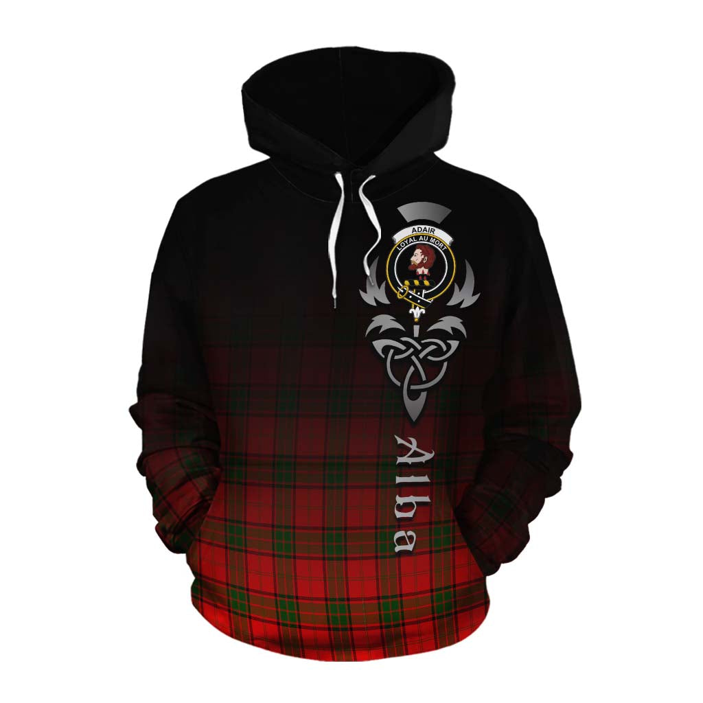 Tartan Vibes Clothing Adair Tartan Cotton Hoodie Featuring Alba Gu Brath Family Crest Celtic Inspired