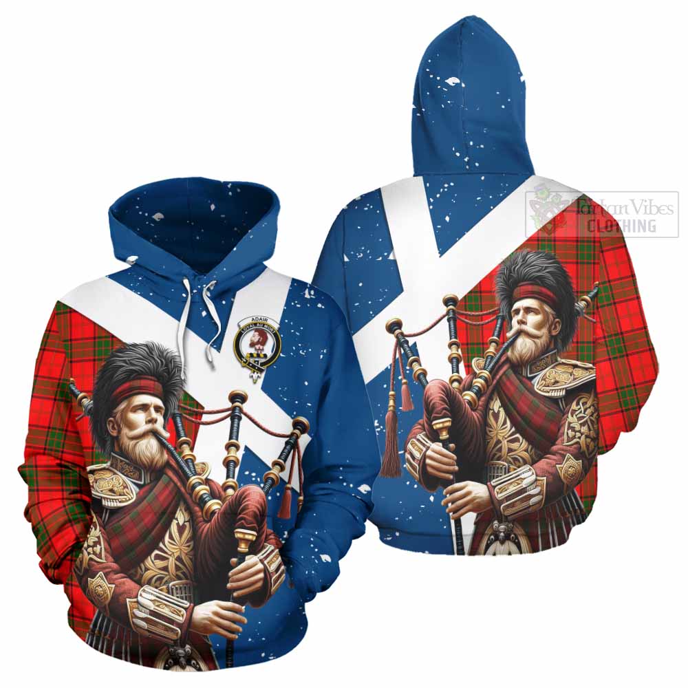 Tartan Vibes Clothing Adair Tartan Hoodie with Family Crest Scottish Bagpiper Vibes