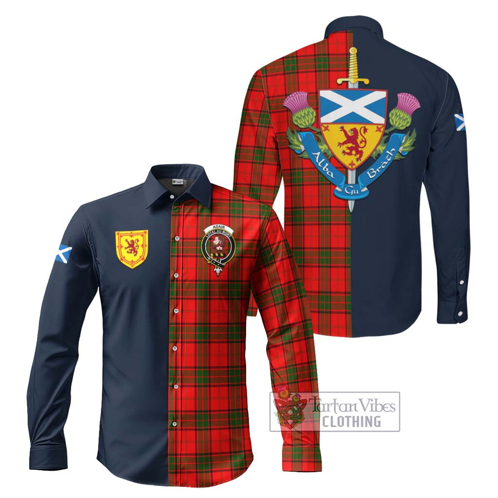 Adair Tartan Long Sleeve Button Shirt Alba with Scottish Lion Royal Arm Half Style Men's Shirt S - Tartan Vibes Clothing