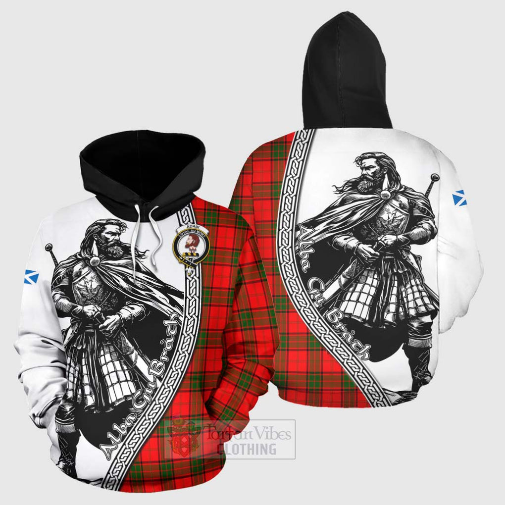 Tartan Vibes Clothing Adair Tartan Clan Crest Hoodie with Highlander Warrior Celtic Style