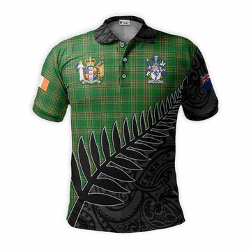 Adair Irish Clan Tartan Polo Shirt with Coat of Arms New Zealand Silver Fern Half Style