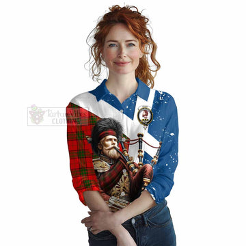 Adair Tartan Women's Casual Shirt with Family Crest Scottish Bagpiper Vibes