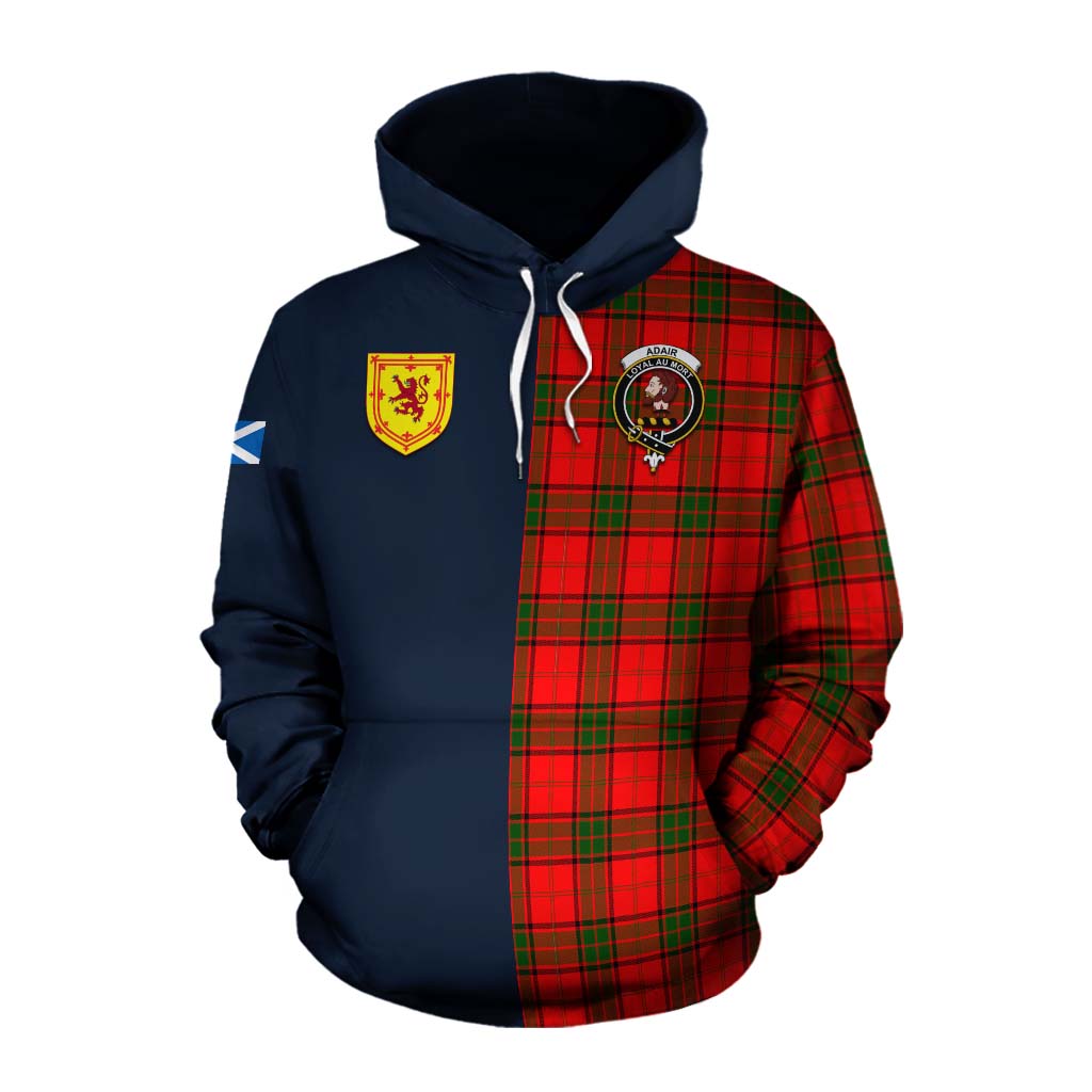 Tartan Vibes Clothing Adair Tartan Cotton Hoodie Alba with Scottish Lion Royal Arm Half Style