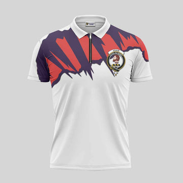 Adair Clan Crest Zipper Polo Shirt with Retro Sport Style