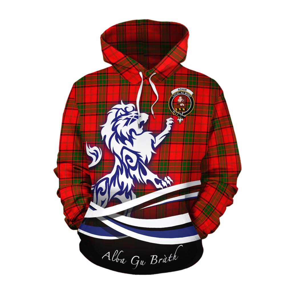 Tartan Vibes Clothing Adair Tartan Cotton Hoodie with Alba Gu Brath Regal Lion Emblem