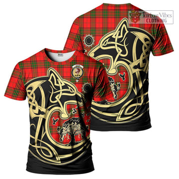 Adair Tartan T-Shirt with Family Crest Celtic Wolf Style