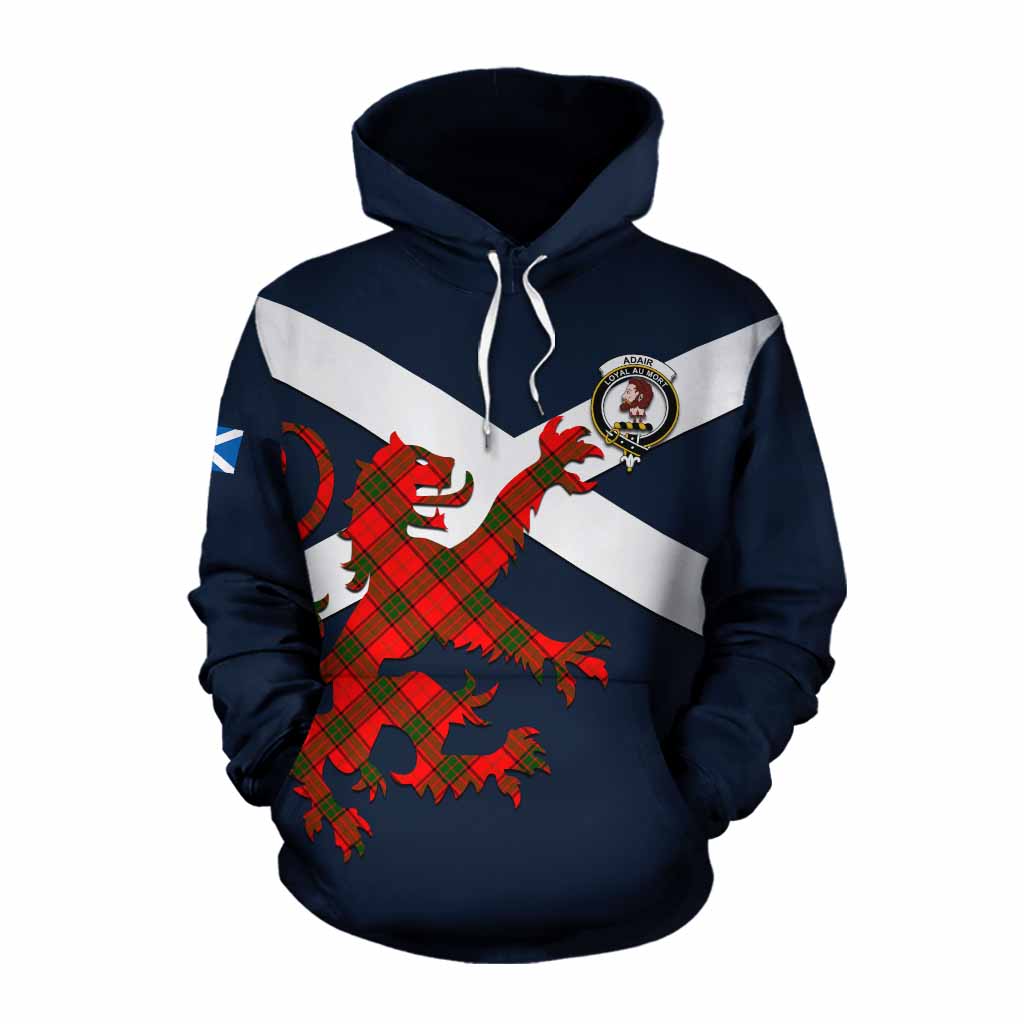 Tartan Vibes Clothing Adair Tartan Lion Rampant Cotton Hoodie Proudly Display Your Heritage with Alba Gu Brath and Clan Name