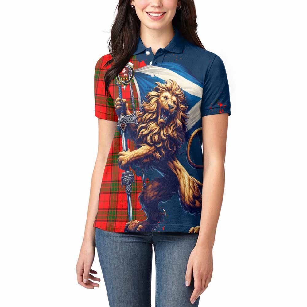 Tartan Vibes Clothing Adair Tartan Family Crest Women's Polo Shirt with Scottish Majestic Lion