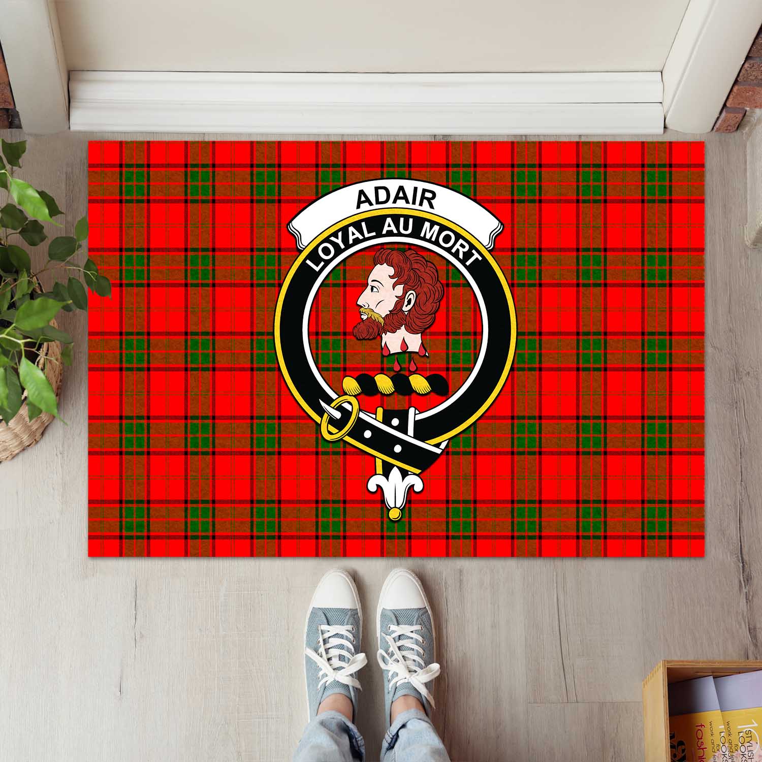 Adair Tartan Door Mat with Family Crest - Tartanvibesclothing