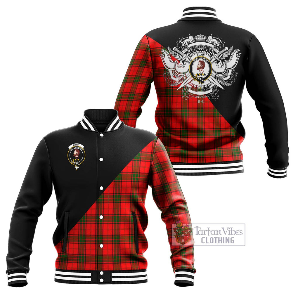 Adair Tartan Baseball Jacket with Family Crest and Military Logo Style Unisex - Tartanvibesclothing Shop