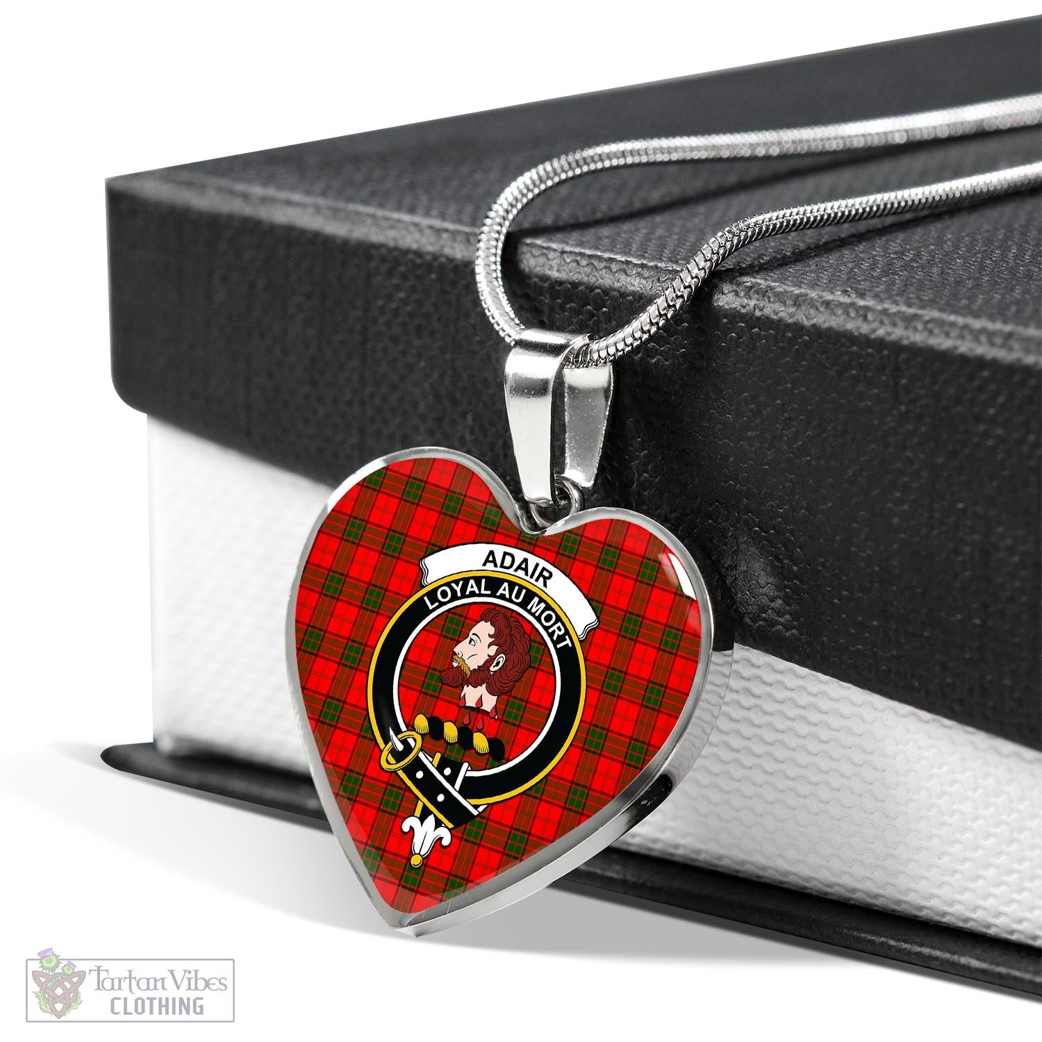 Tartan Vibes Clothing Adair Tartan Heart Necklace with Family Crest