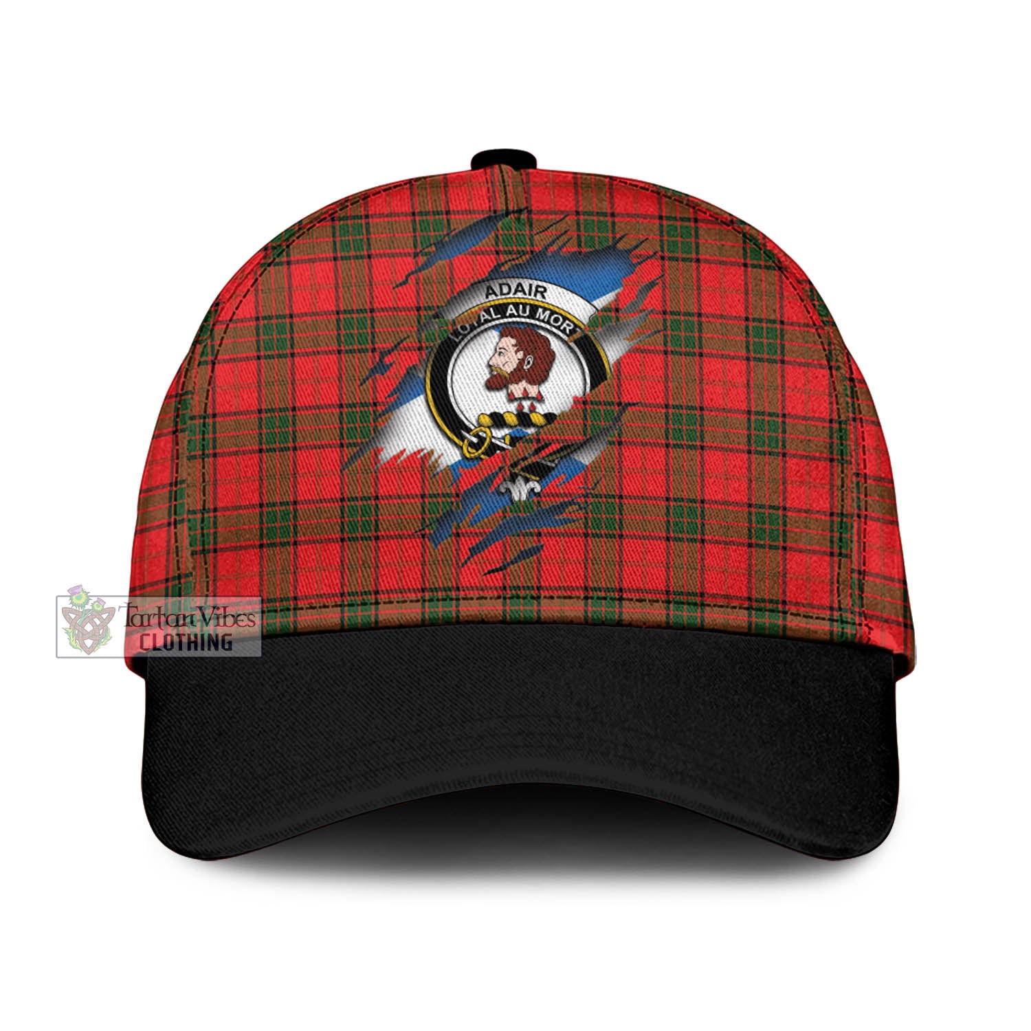 Tartan Vibes Clothing Adair Tartan Classic Cap with Family Crest In Me Style