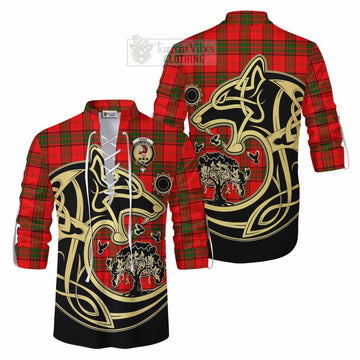 Adair Tartan Ghillie Kilt Shirt with Family Crest Celtic Wolf Style