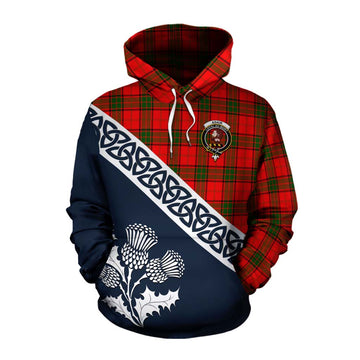 Adair Tartan Cotton Hoodie Featuring Thistle and Scotland Map