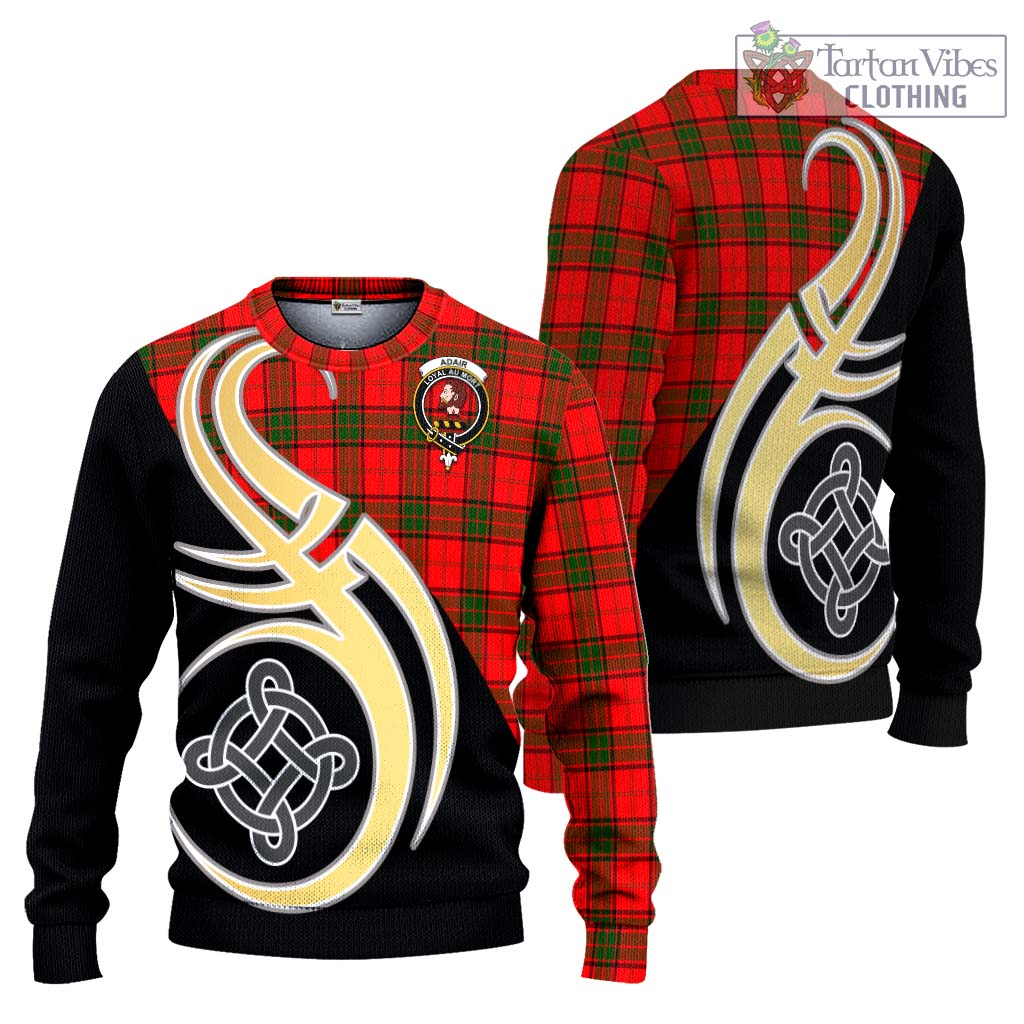 Adair Tartan Knitted Sweater with Family Crest and Celtic Symbol Style Unisex - Tartan Vibes Clothing