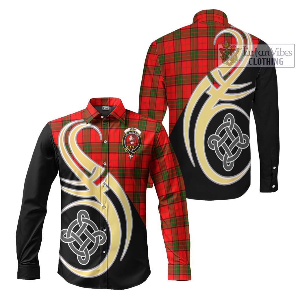 Adair Tartan Long Sleeve Button Shirt with Family Crest and Celtic Symbol Style Men's Shirt S - Tartan Vibes Clothing