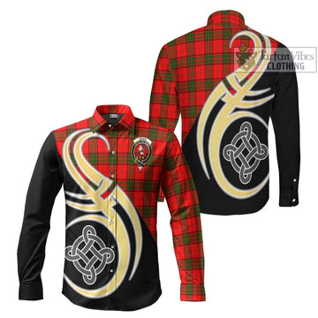 Adair Tartan Long Sleeve Button Shirt with Family Crest and Celtic Symbol Style